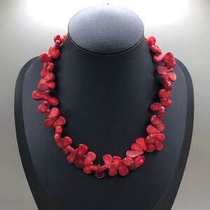 Vintage H.D NY coral bead statement style vibrant necklace boho beach vacation